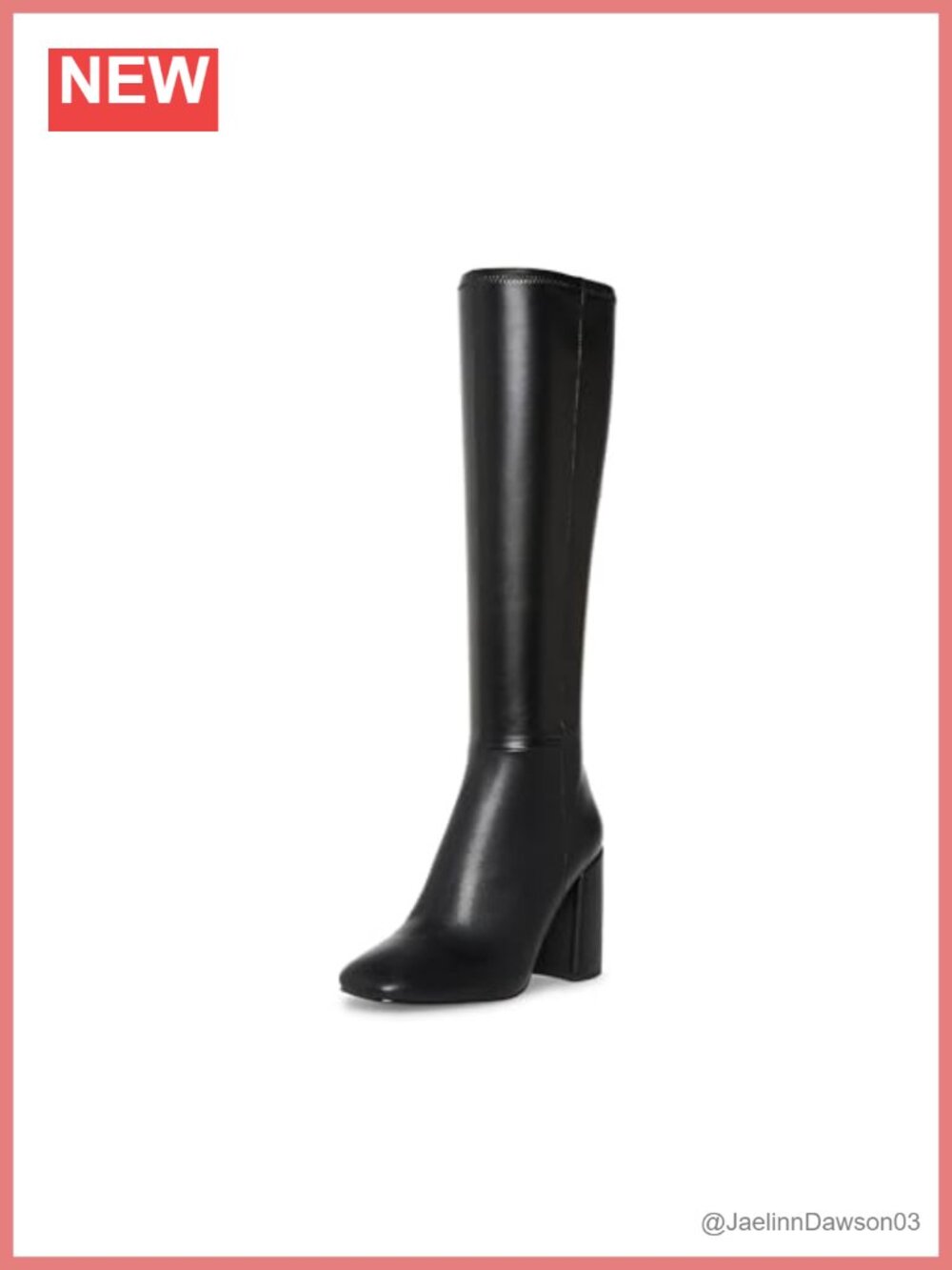 Women's Knee High Zip Boots - Leather Block Heel